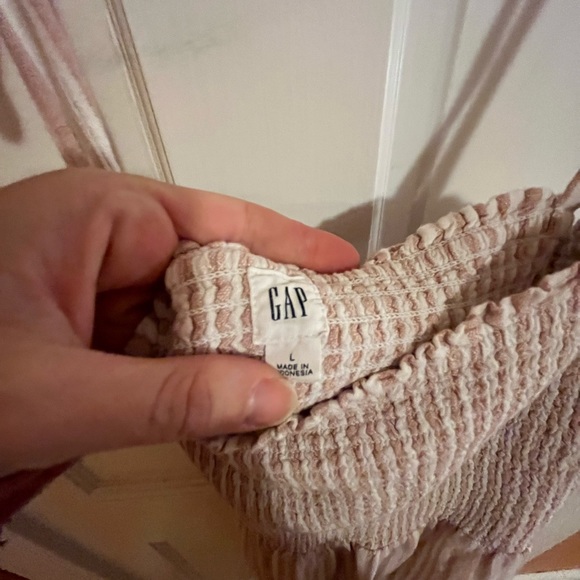 Gap, size L, pink and white stripe dress, tie strap - Picture 4 of 5